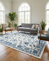 Charleston Elegance Collection Area Rug -  Seaport (White Blue) Rectangle White Blue  lifestyle 7