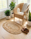 Woven Seaside Jute Collection Area Rug - Varadero Oval Natural  lifestyle 23