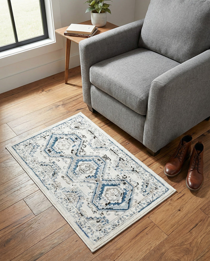 Savannah Elegance Collection Area Rug -  Tybee (Ivory Aqua) Rectangle Ivory Aqua  lifestyle 7