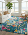 Sorrento Shores Collection Area Rug - Positano Rectangle Navy Blue  lifestyle 36