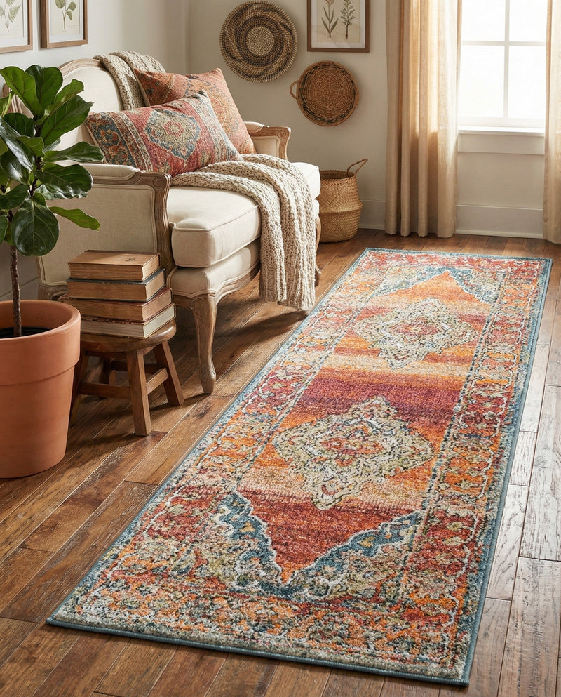 Savannah Soiree Collection Area Rug - Serengeti (Rust Red) Runner Rust Red  lifestyle 69