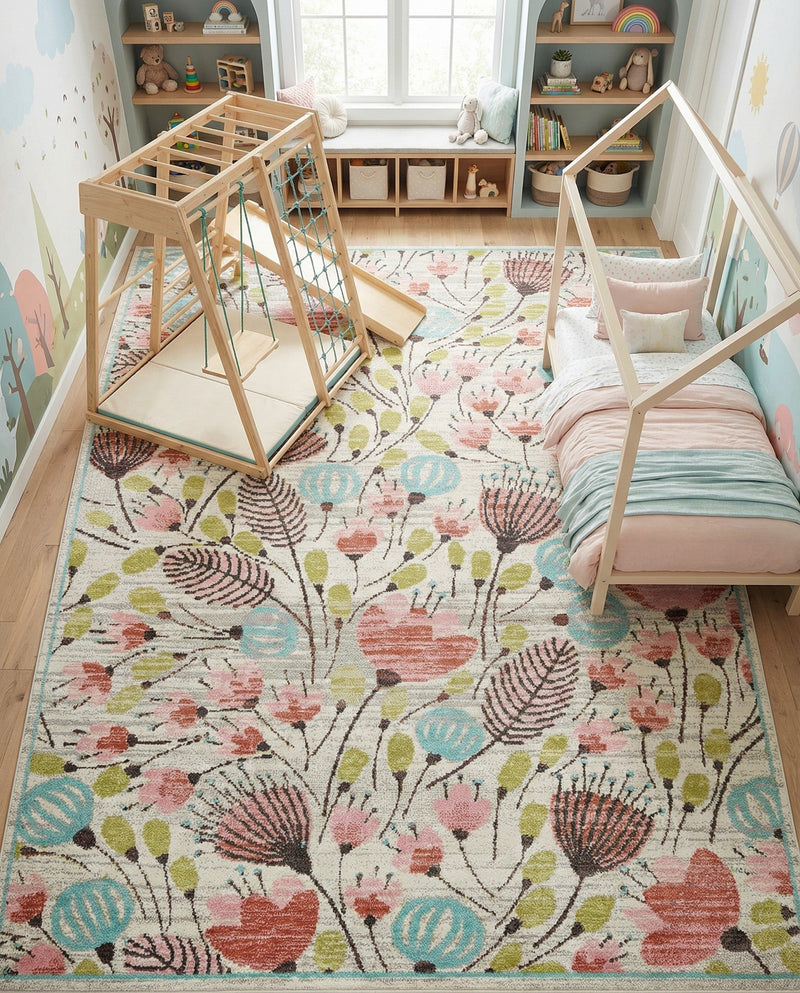Wonder Tykes Collection Area Rug -  Fantasy Rectangle Ivory  lifestyle 38