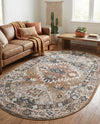 Desert Modern Eco Rug Series Collection Area Rug -  Navajo Oval Khaki Gray  lifestyle 61