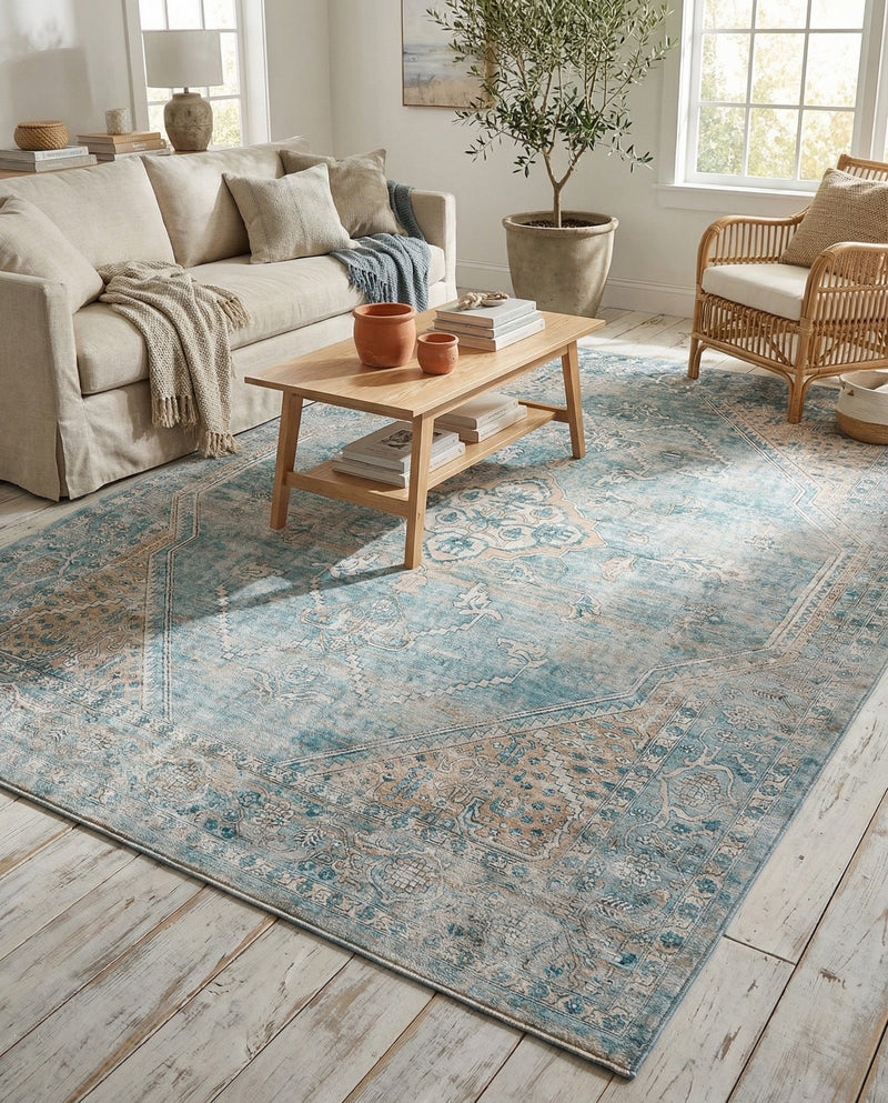 Coastal Haven Collection Area Rug -  Marina Rectangle Blue  lifestyle 56