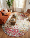 Mediterranean Lattice Collection Area Rug -  Casablanca (Ivory Multi) Oval Ivory Multi  lifestyle 70