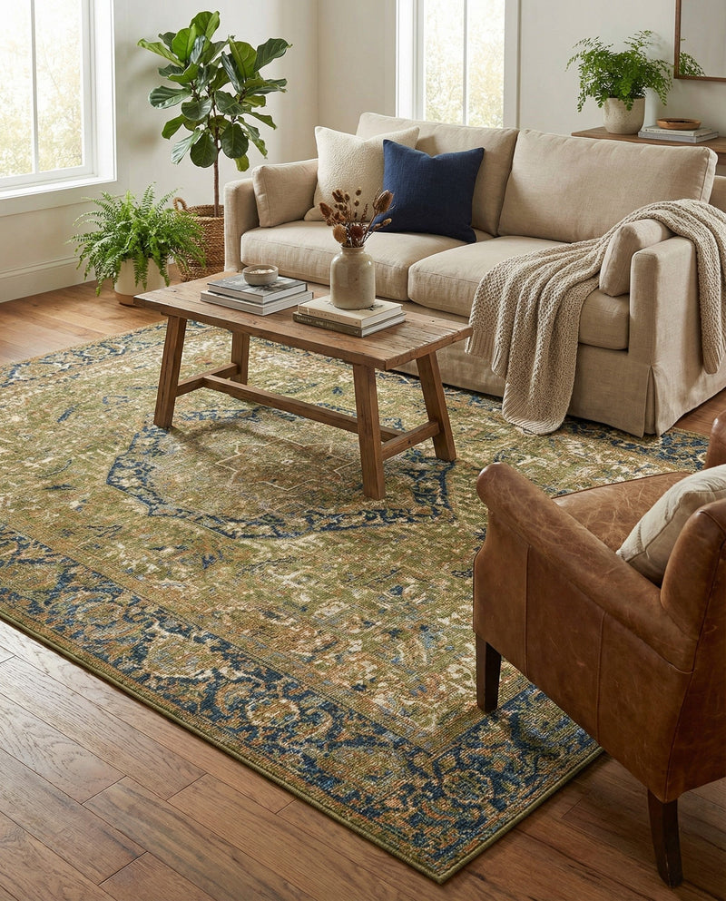 Patio Heritage Collection Area Rug -  Haven Rectangle Green  lifestyle 10