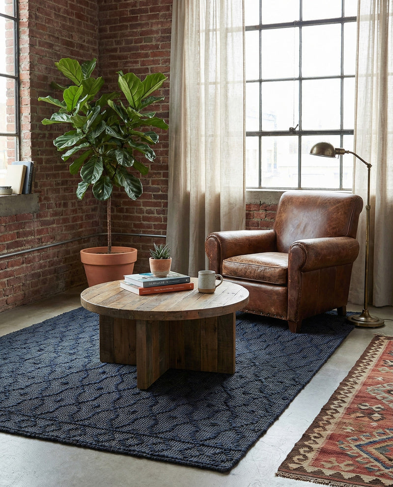 Savannah Weave Collection Area Rug - Serengeti Rectangle Navy Blue  lifestyle 39