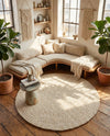 Woolen Sphere Collection Area Rug - Orbsburg (Ivory) Round Ivory  lifestyle 60