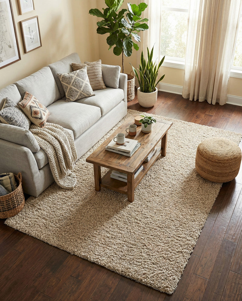 Alpine Plush Collection Area Rug - Verbier Rectangle Beige  lifestyle 55