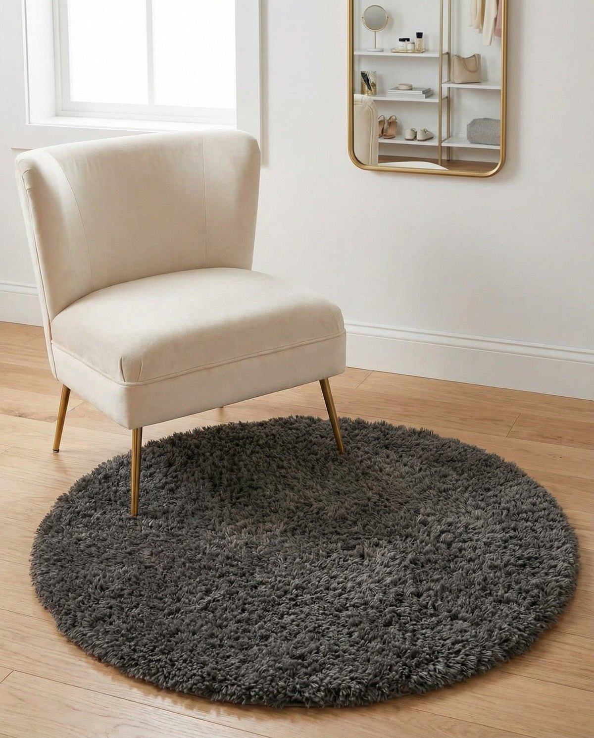 Majestic Manor Collection Area Rug - Versailles (Slate) Round Slate  lifestyle 82