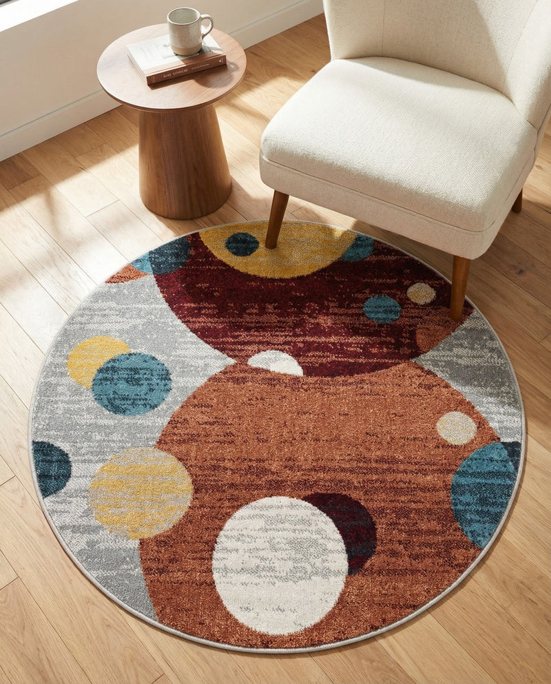 Aegean Elegance Washables Collection Area Rug -  Crete Round Multi  lifestyle 73