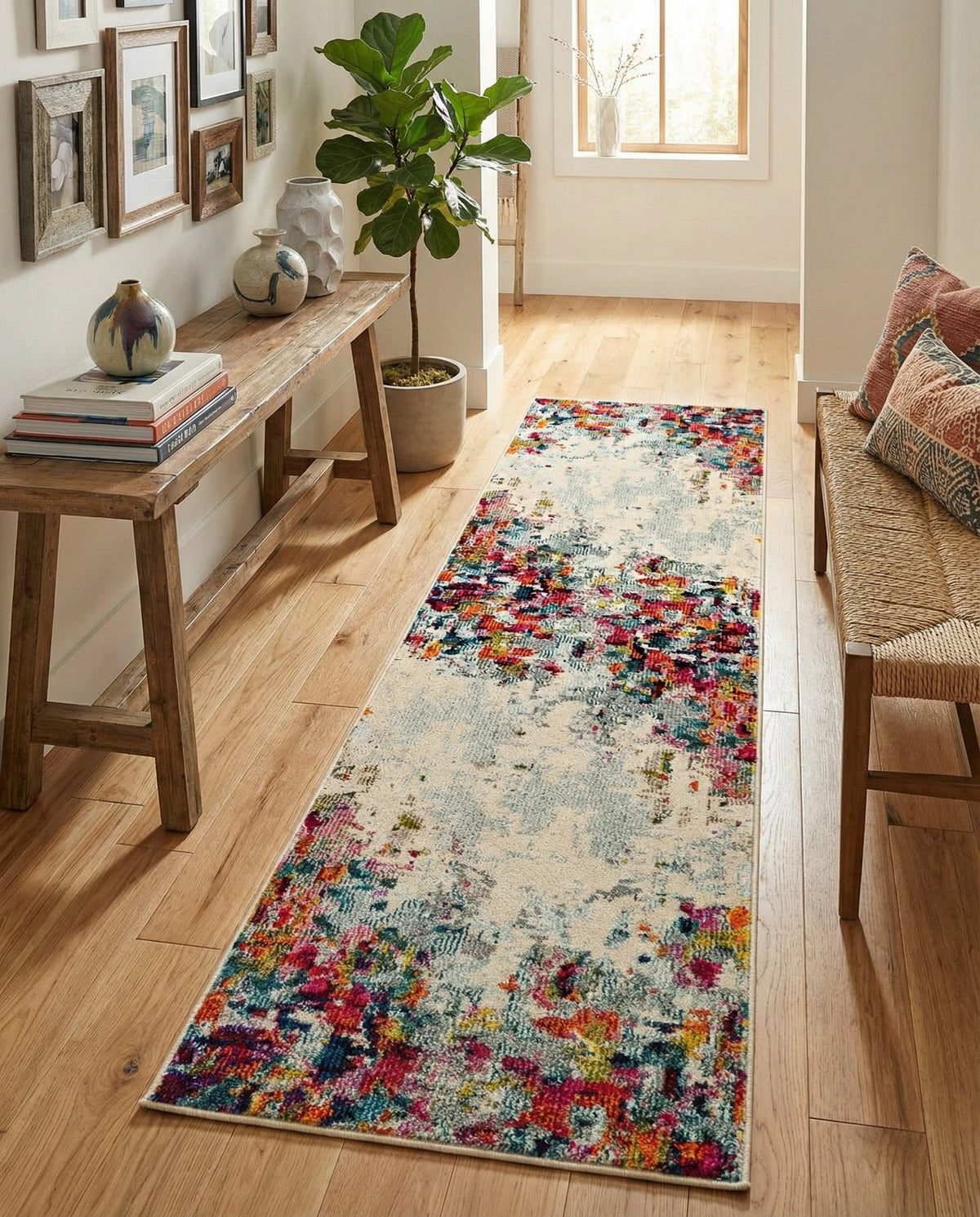 Chromatic Oasis Collection Area Rug -  Blush Runner Multi  lifestyle 106