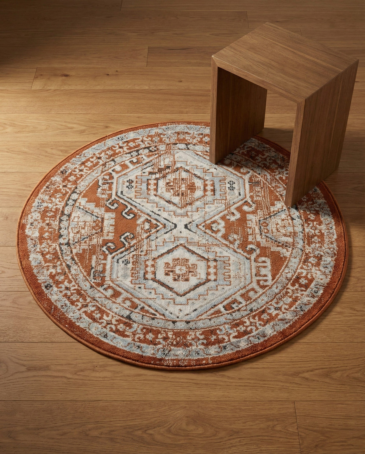 Savannah Elegance Collection Area Rug -  Tybee (Terracotta) Round Terracotta  lifestyle 130