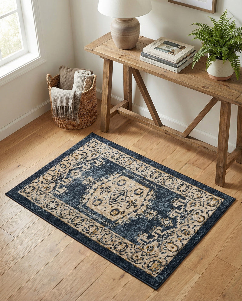 Eden Oasis Collection Area Rug -  Refuge (Dark Blue) Rectangle Dark Blue  lifestyle 27
