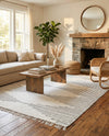 Thar Cotton Collection Area Rug - Jaisalmer (White) Rectangle White  lifestyle 19