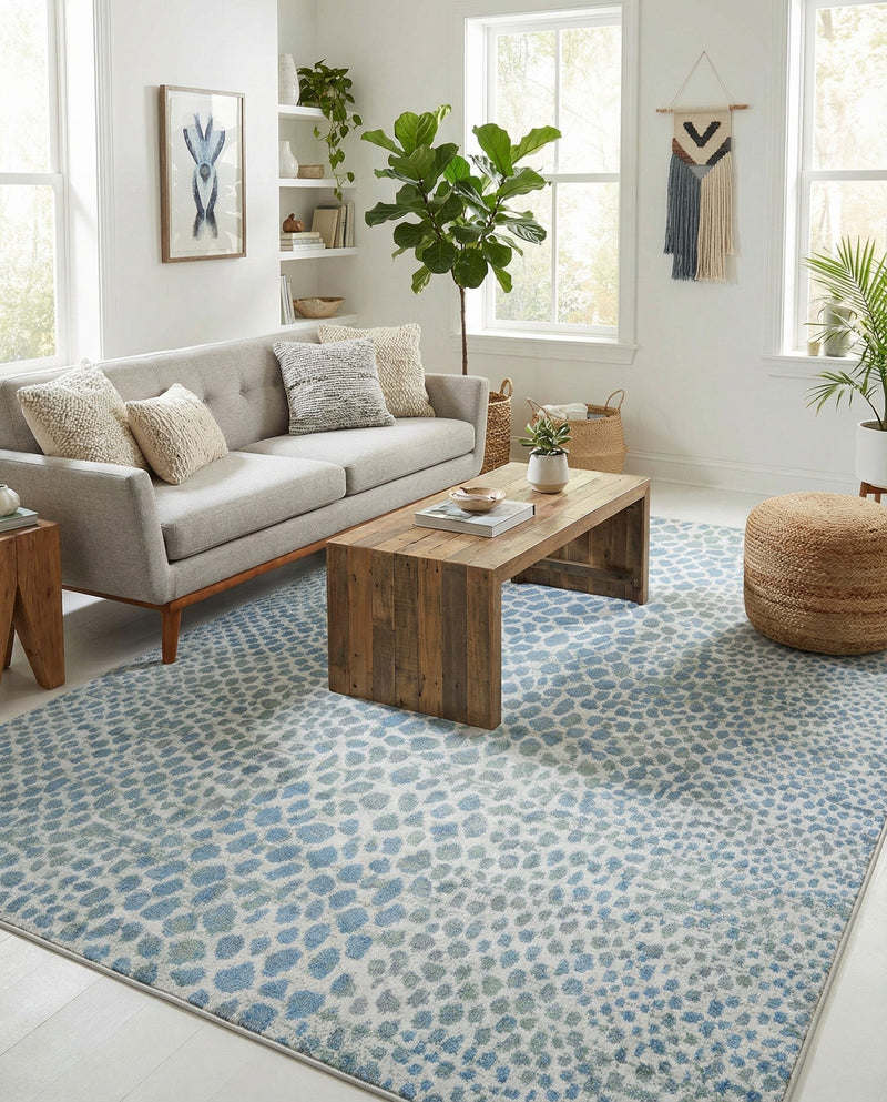 Aegean Elegance Washables Collection Area Rug -  Mykonos Rectangle Ivory Blue  lifestyle 36