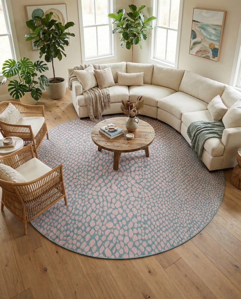 Urban Oasis Rugs Collection Area Rug -  Terrace (Pink and Aqua) Round Pink and Aqua  lifestyle 59