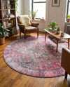 Heritage Elegance Collection Area Rug -  Windsor (Pink) Round Pink  lifestyle 50