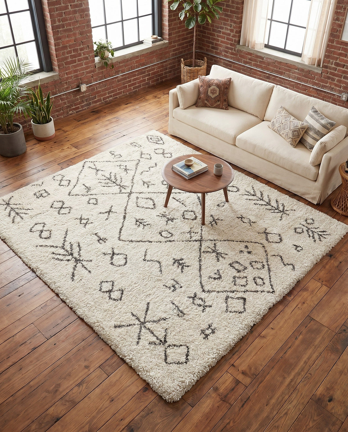 Casablanca Comfort Collection Area Rug - Sahara Square Pure Ivory  lifestyle 130