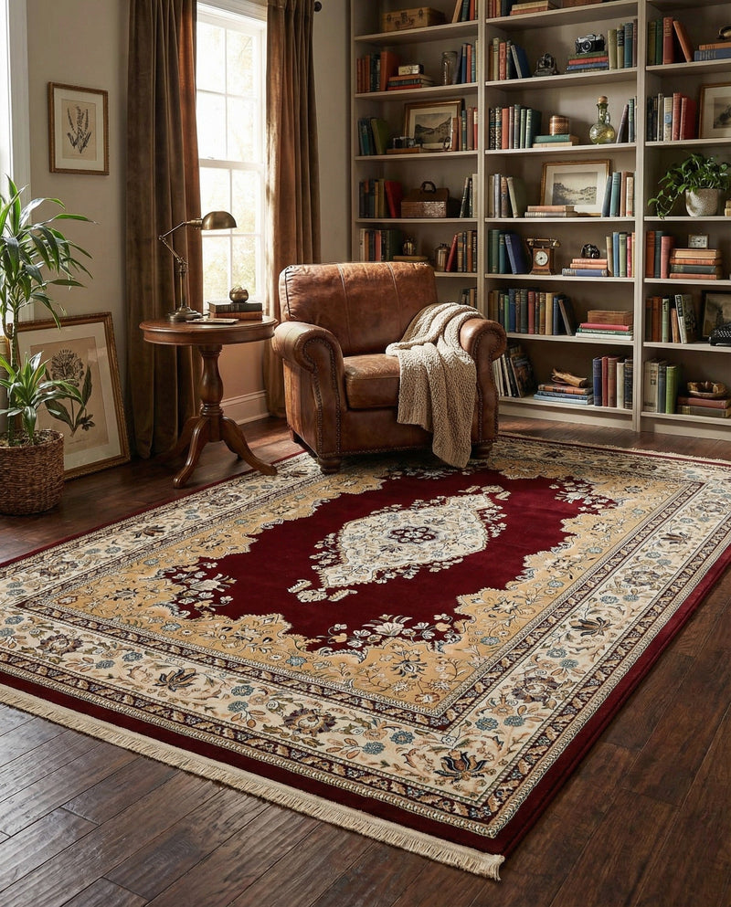 Persian Elegance Collection Area Rug - Isfahan Rectangle Burgundy  lifestyle 23