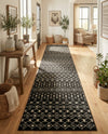 Mediterranean Lattice Collection Area Rug - Santorini (Black and White) Runner Black and White  lifestyle 38