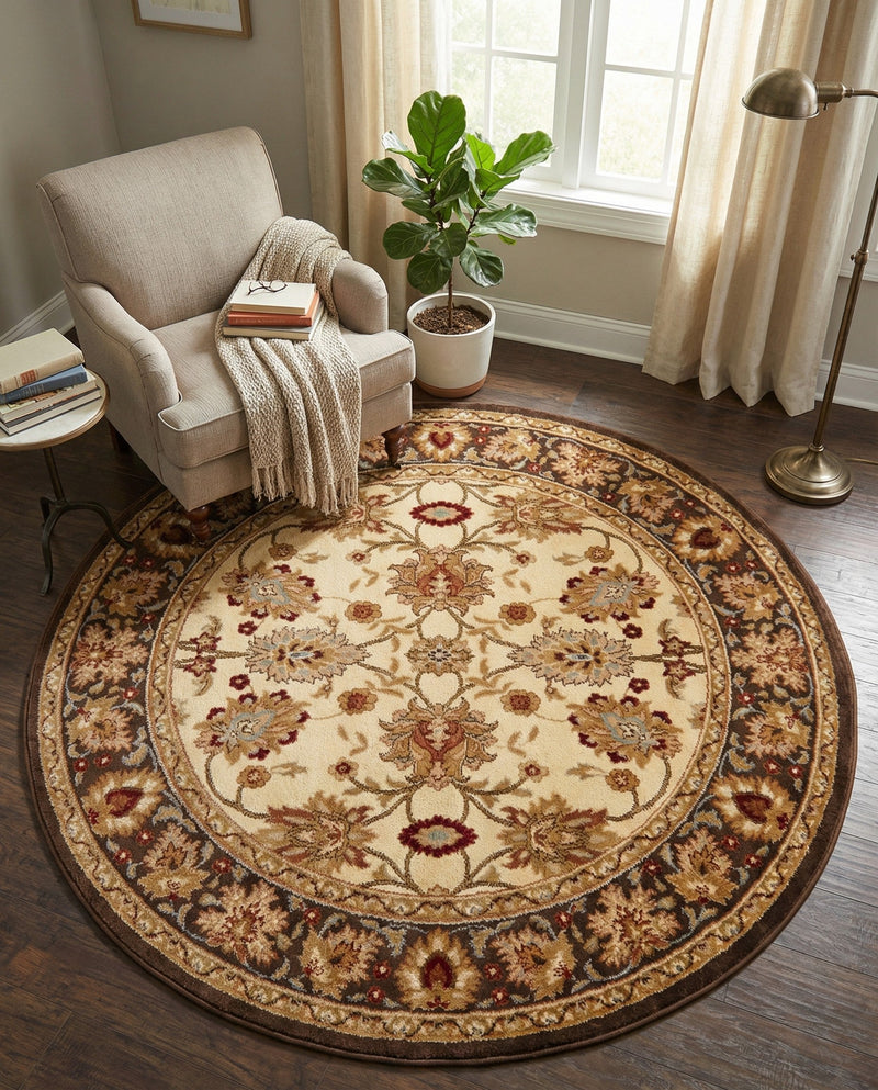 Jaipur Elegance Collection Area Rug -  Jal Round Cream  lifestyle 50