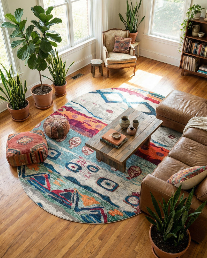 Colorburst Oasis Collection Area Rug -  Lagoon Oval Multi  lifestyle 47