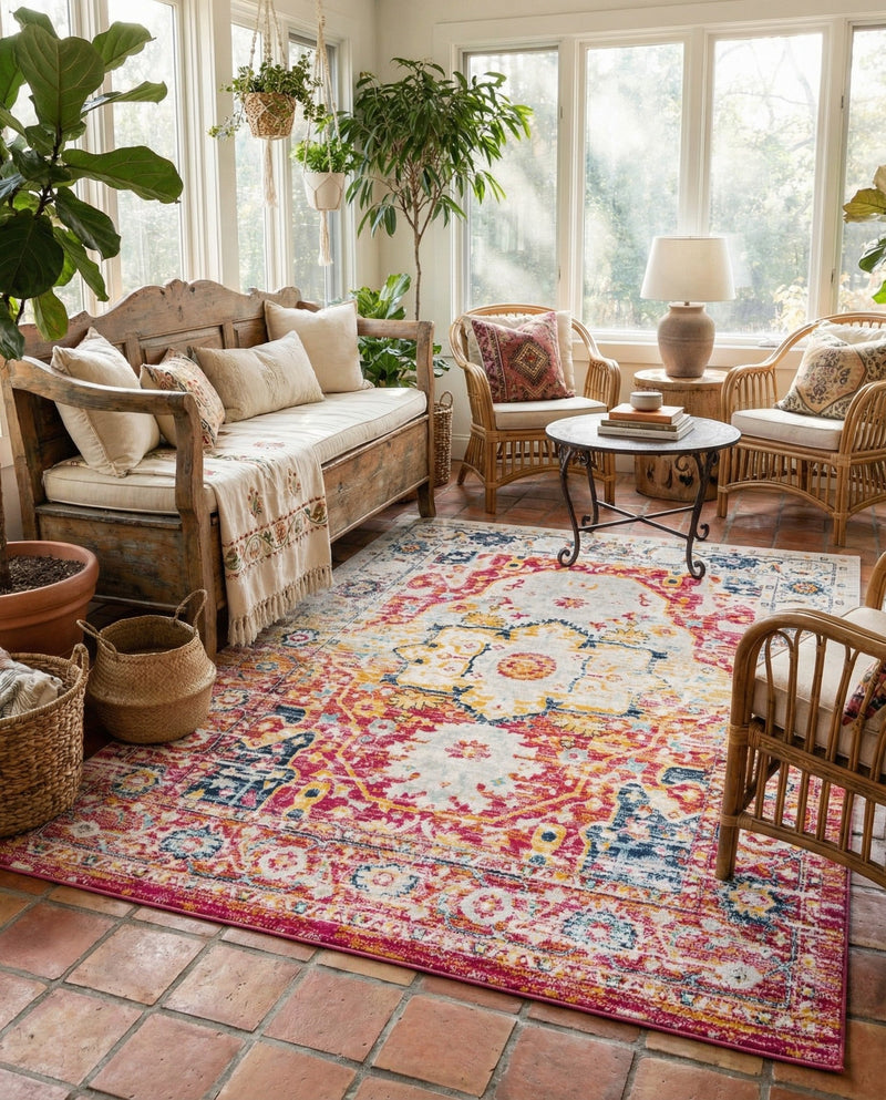 Parisian Elegance Collection Area Rug - Versailles (Pink Gray) Rectangle Pink Gray  lifestyle 15