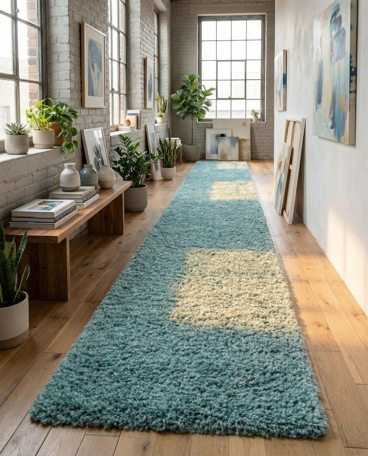 Alpine Plush Collection Area Rug -  Cortina (Aqua) Runner Aqua  lifestyle 84