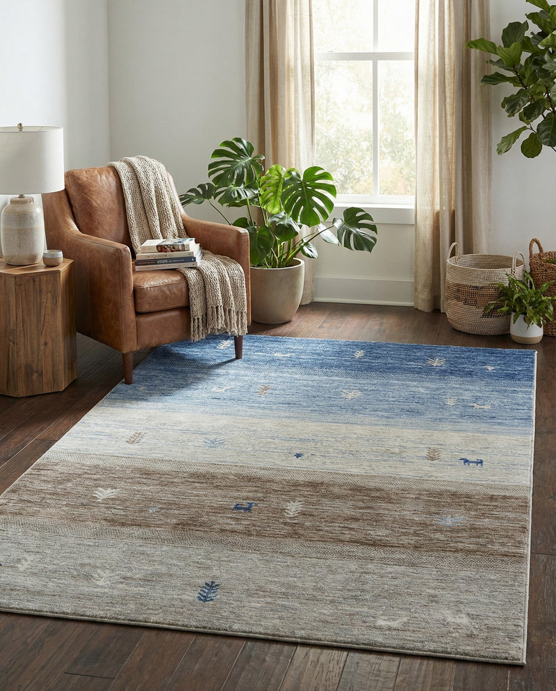 Zagros Shades Collection Area Rug -  Sisakht Rectangle Blue Gray  lifestyle 13