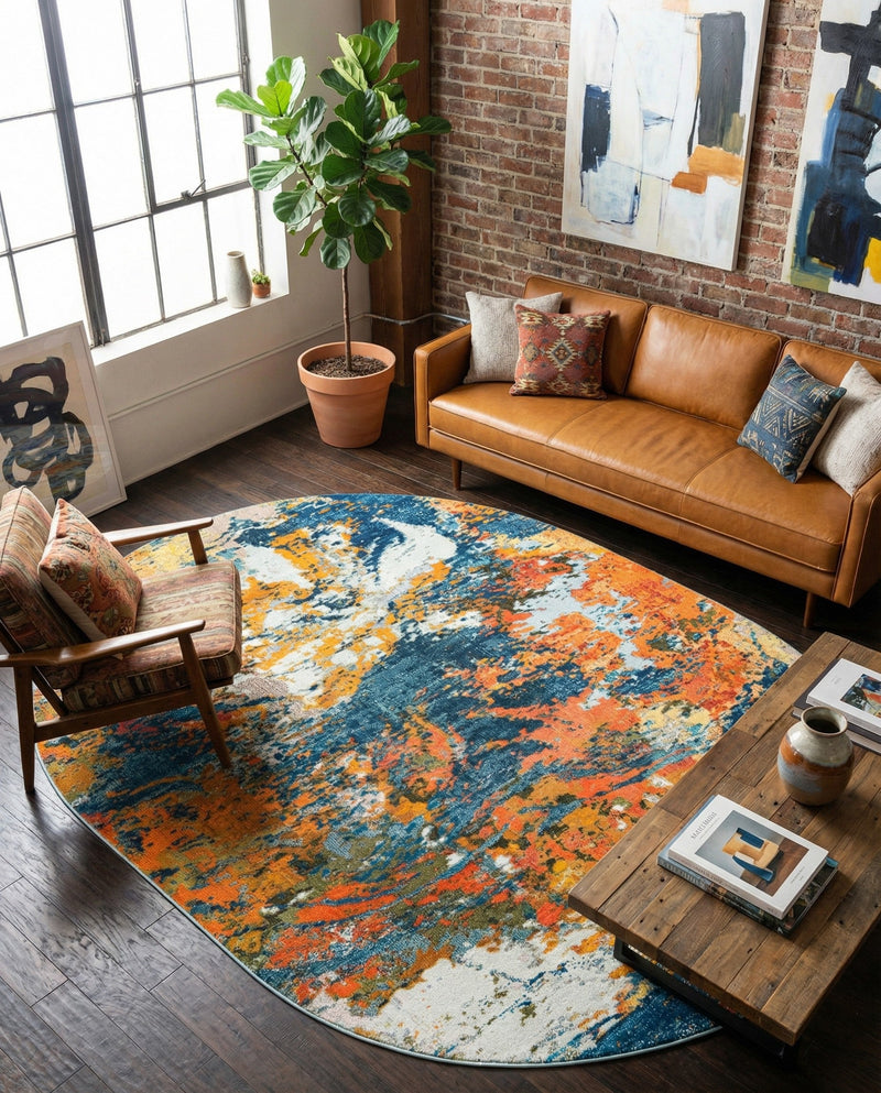 Colorburst Oasis Collection Area Rug -  Chroma Oval Multi  lifestyle 34