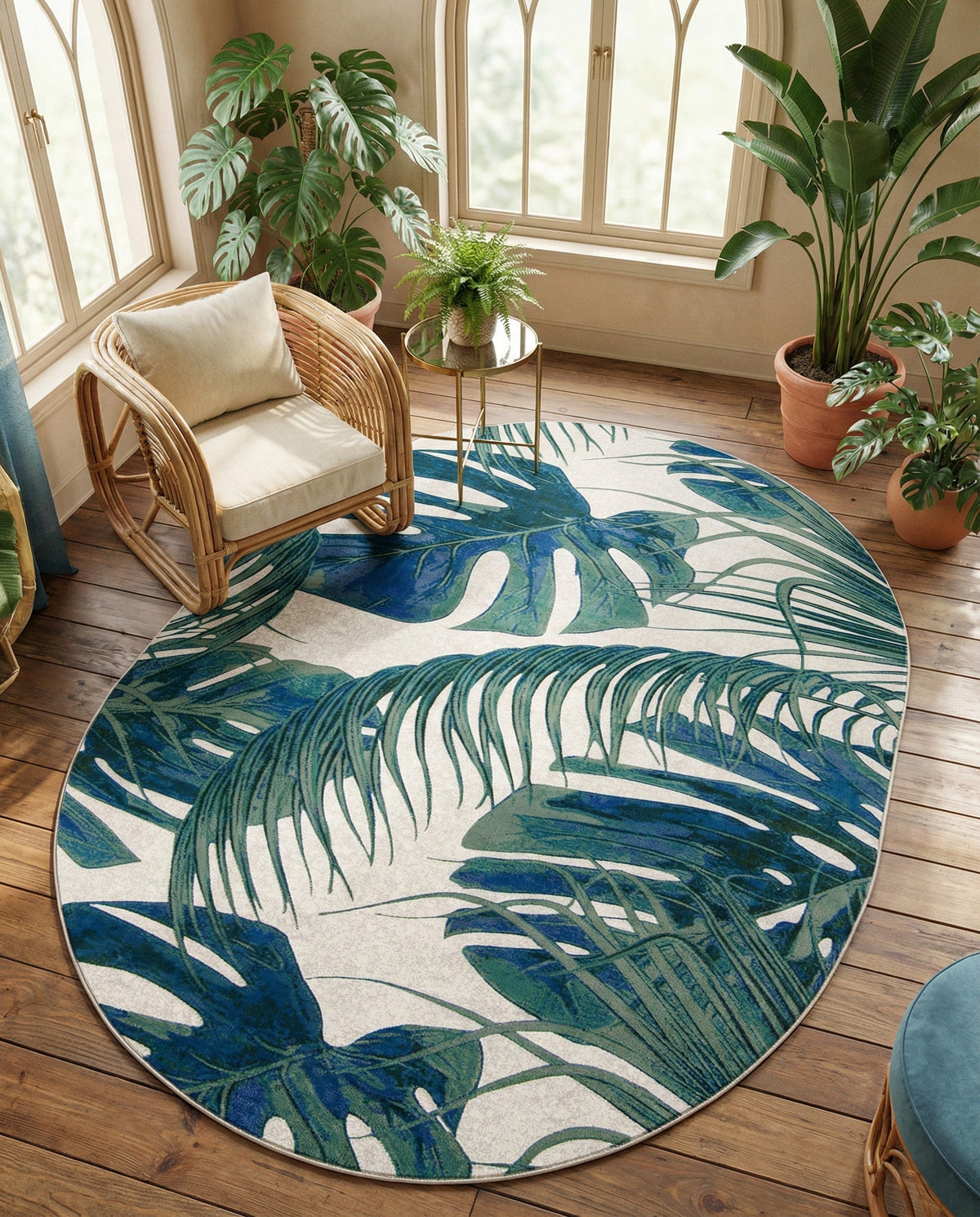 Meadow Breeze Collection Area Rug -  Clover Oval Ivory  lifestyle 132