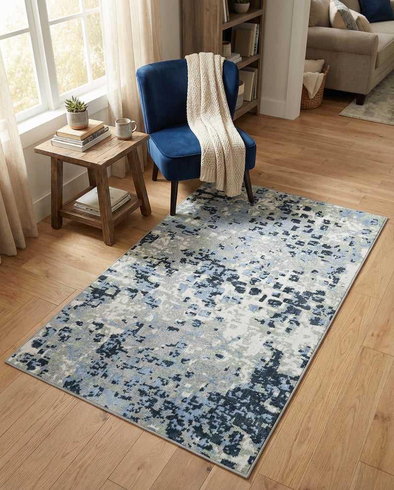 Aegean Elegance Washables Collection Area Rug -  Andros Rectangle Gray Navy Green  lifestyle 6