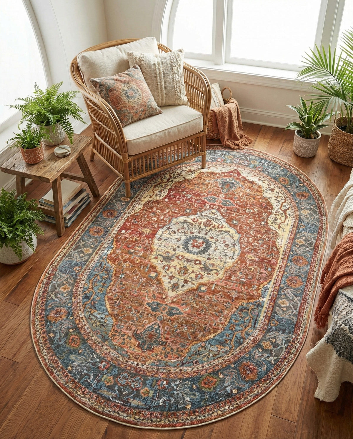 Caribbean Breeze Collection Area Rug -  Vieques Oval Rust Red  lifestyle 166