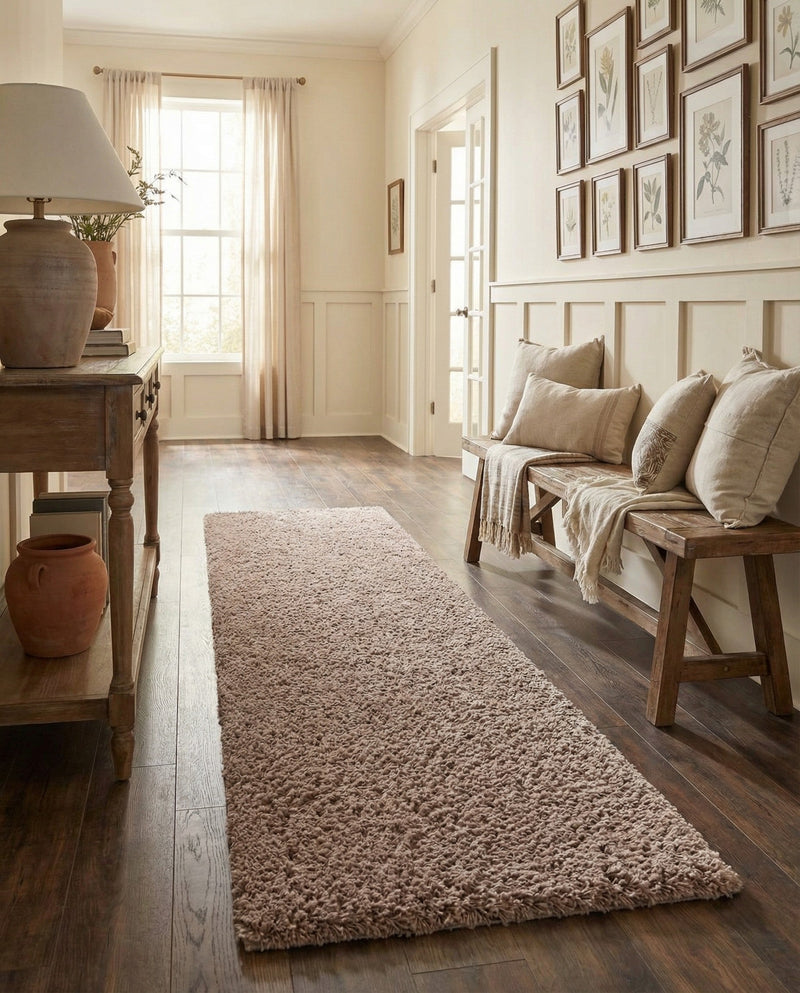 Eternal Plush Oasis Collection Area Rug -  Tranquility (Khaki) Runner Khaki  lifestyle 77