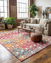 Mediterranean Lattice Collection Area Rug - Santorini (Multi) Square Multi  lifestyle 49