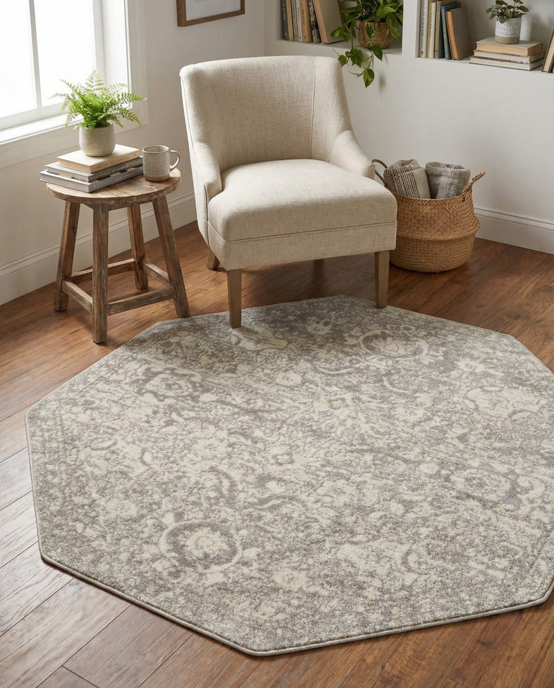 Seville Stripes Collection Area Rug -  Cordoba (Gray) Octagon Gray  lifestyle 67