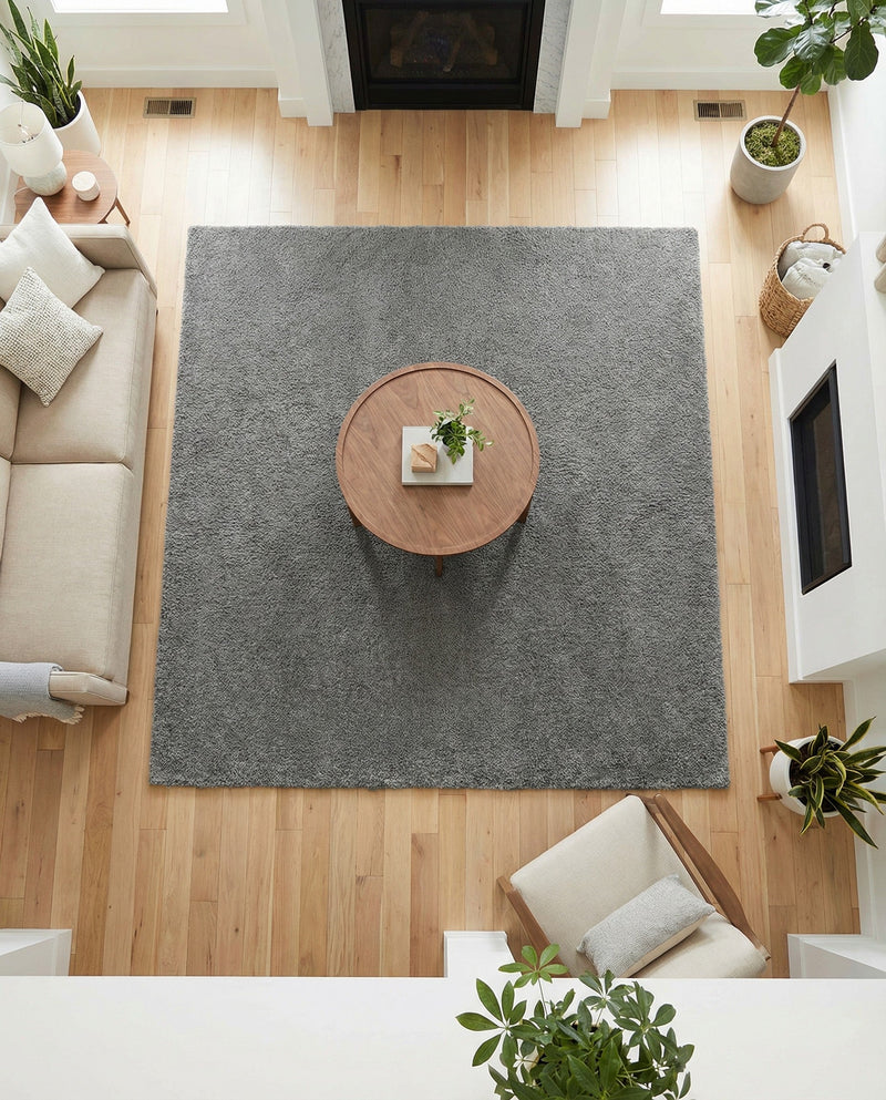 Solid Shag Seaside Collection Area Rug - Azure Cove (Gray) Square Gray  lifestyle 51