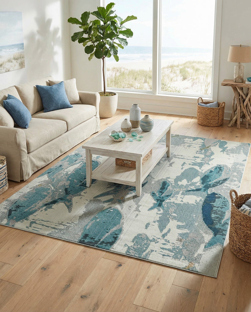 Sorrento Shores Collection Area Rug -  Praiano Rectangle Light Blue  lifestyle 7