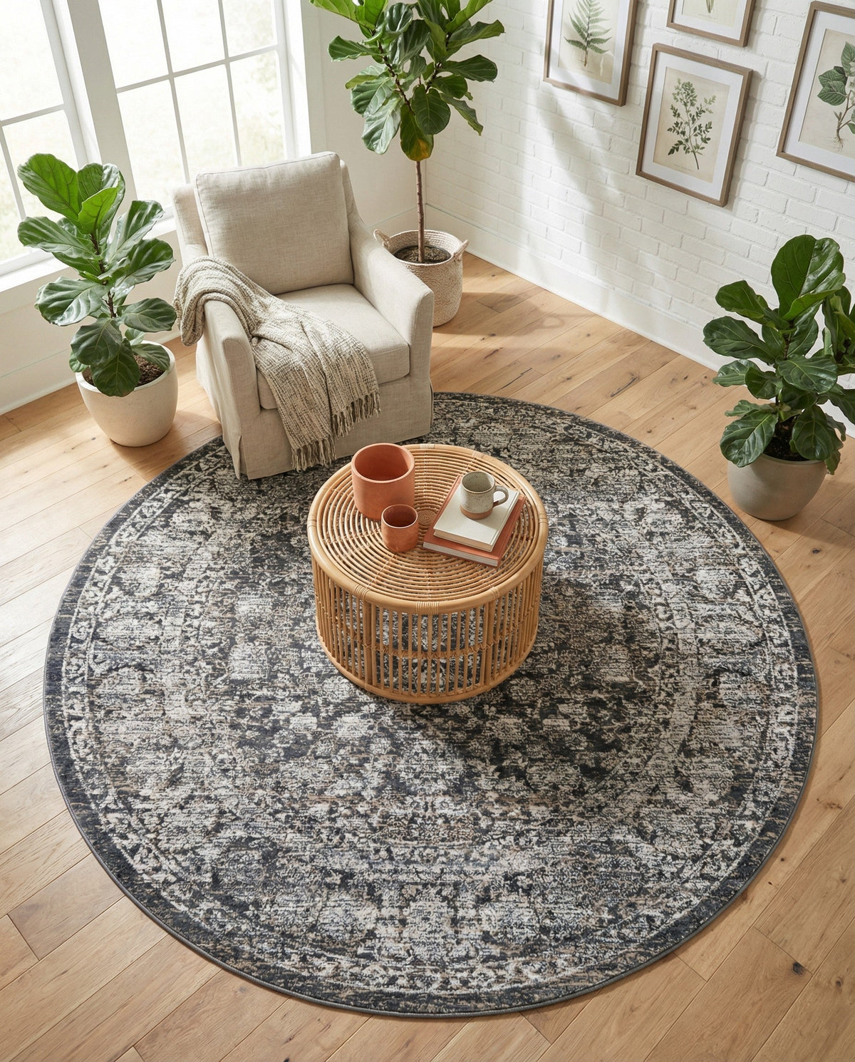 Metro Heights Collection Area Rug -  Astoria Round Navy Blue  lifestyle 122