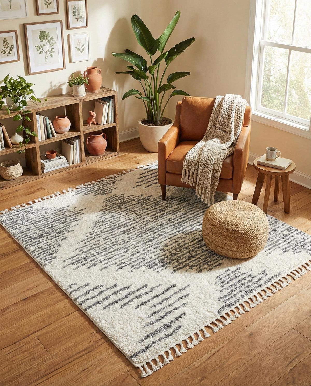 Tranquil Tides Shag Collection Area Rug -  Azure Square White  lifestyle 194