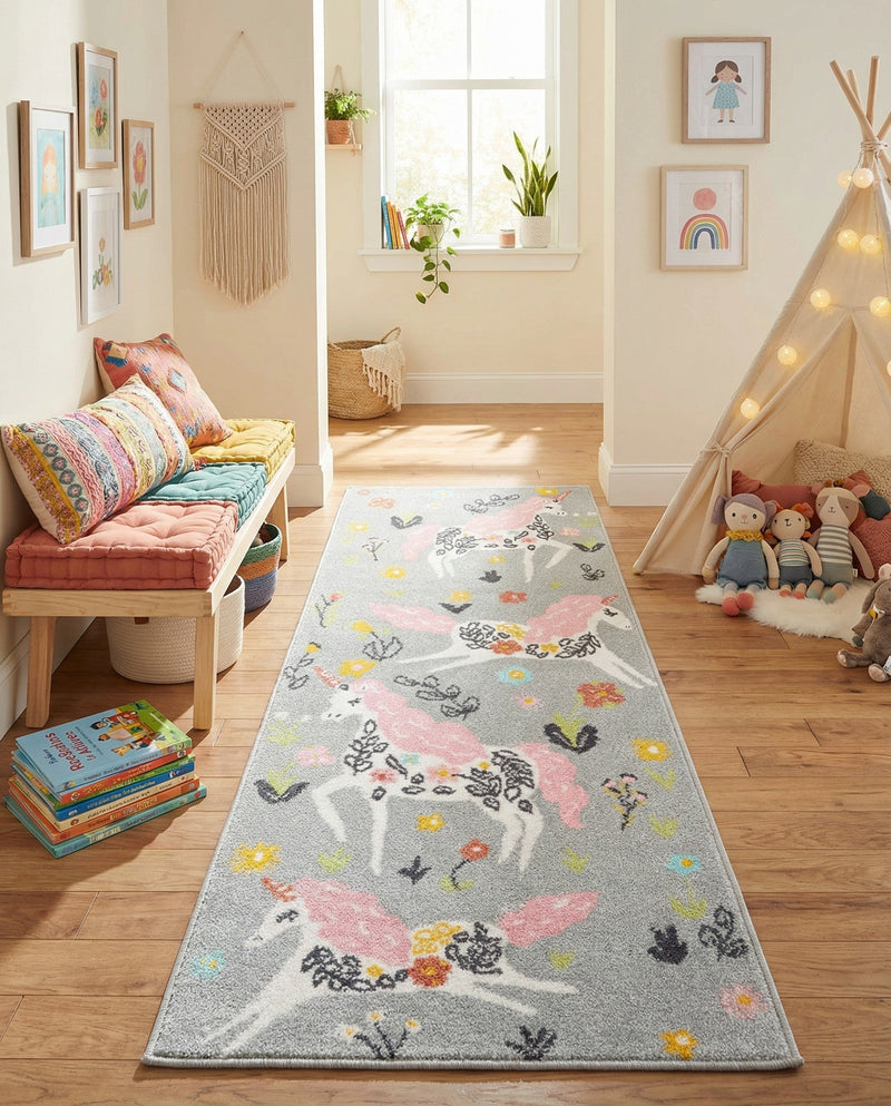 Wonder Tykes Collection Area Rug -  Hued Runner Gray  lifestyle 43