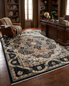 Persian Elegance Collection Area Rug -  Shiraz Rectangle Navy Blue  lifestyle 24