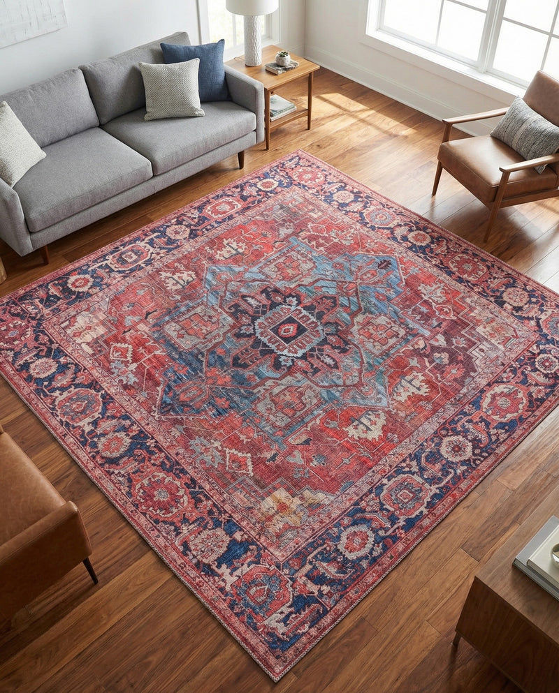 Zahara Oasis Collection Area Rug -  Essaouira Square Rust Red  lifestyle 55