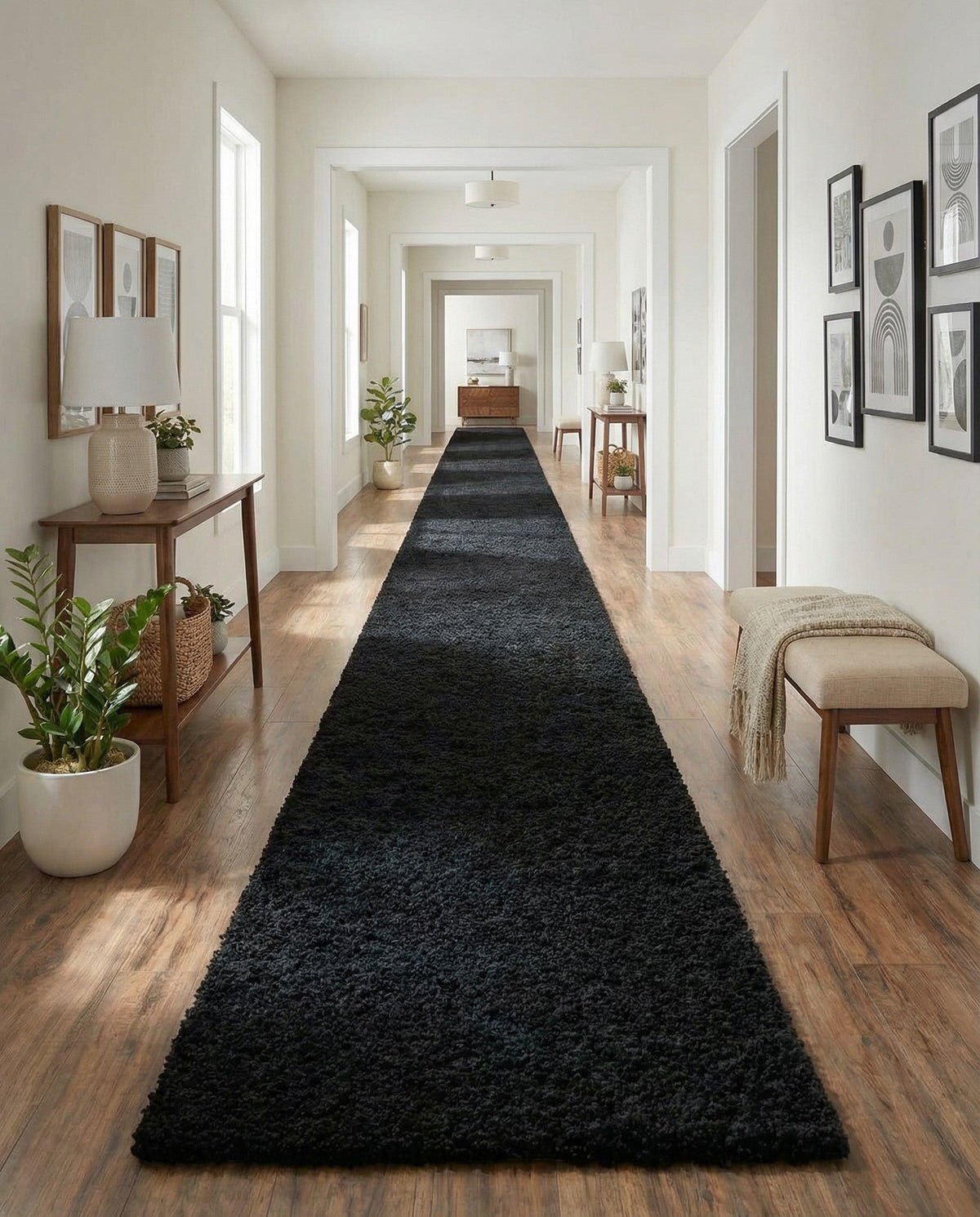 Plush Oasis Collection Area Rug - Serenity (Jet Black) Runner Jet Black  lifestyle 89