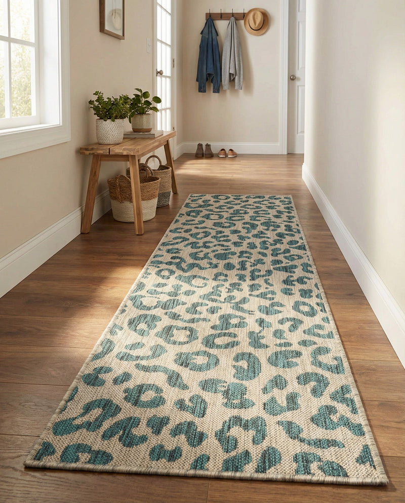 Savannah Escape Collection Area Rug -  Amazon (Teal) Runner Teal  lifestyle 32