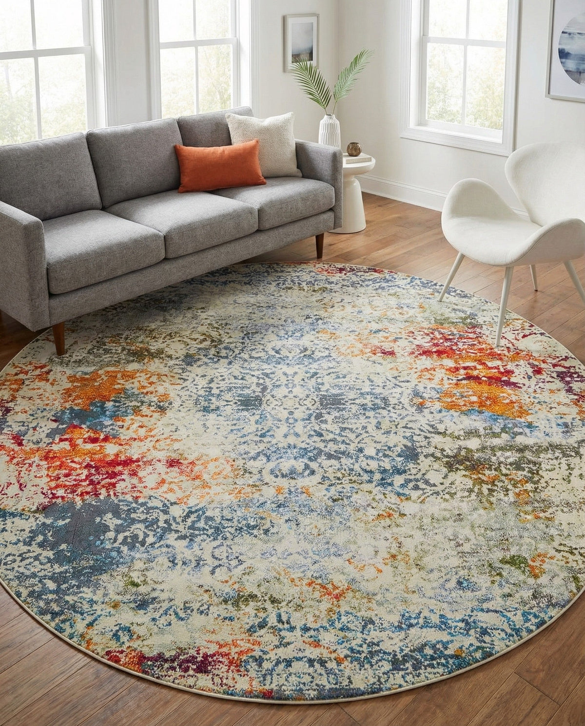 Caribbean Breeze Collection Area Rug -  Isla Round Cream  lifestyle 96