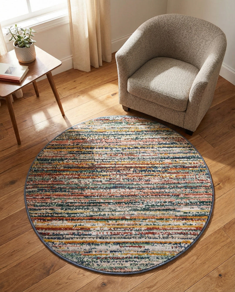Jewel Oasis Collection Area Rug - Sapphire (Multi) Round Multi  lifestyle 54