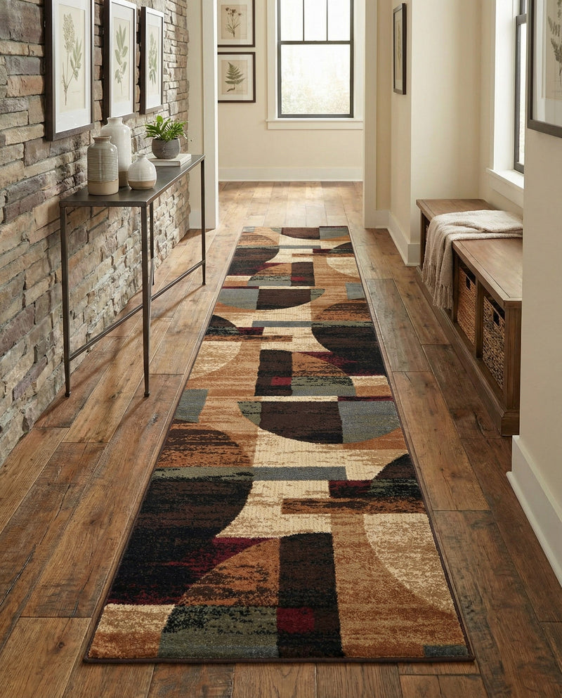 Bistro Lounge Collection Area Rug -  Latte Runner Multi  lifestyle 63