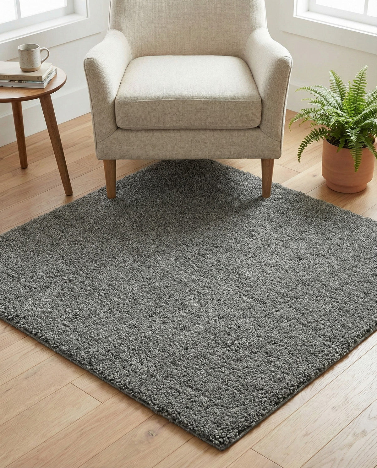 Solid Shag Seaside Collection Area Rug - Azure Cove (Gray) Square Gray  lifestyle 110